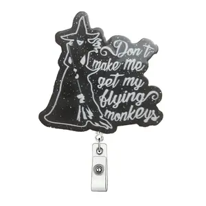 Witch Design Retractable Badge Holder, Cute Badge Scroll Badge Clip, Nurse Badge Reel, ID Card Pack for Student Office Staff Doctor Nurse Teacher