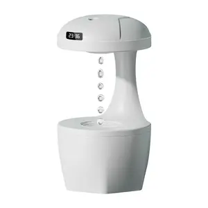 Anti-Gravity Water Drop Backflow Clock Humidifier & Scented Aroma Diffuser with Ultrasonic Atomization, 14x24cm Silent Desktop Air Purifier for Friends, Family - Adjustable Mist Size, Home Office Display Appliance