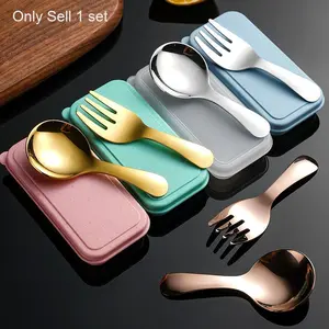 Mini Portable Spoon Fork Tableware, Outdoor Camping Stainless Steel Cutlery Set, Lunch Hiking Camp Cooking Supplies
