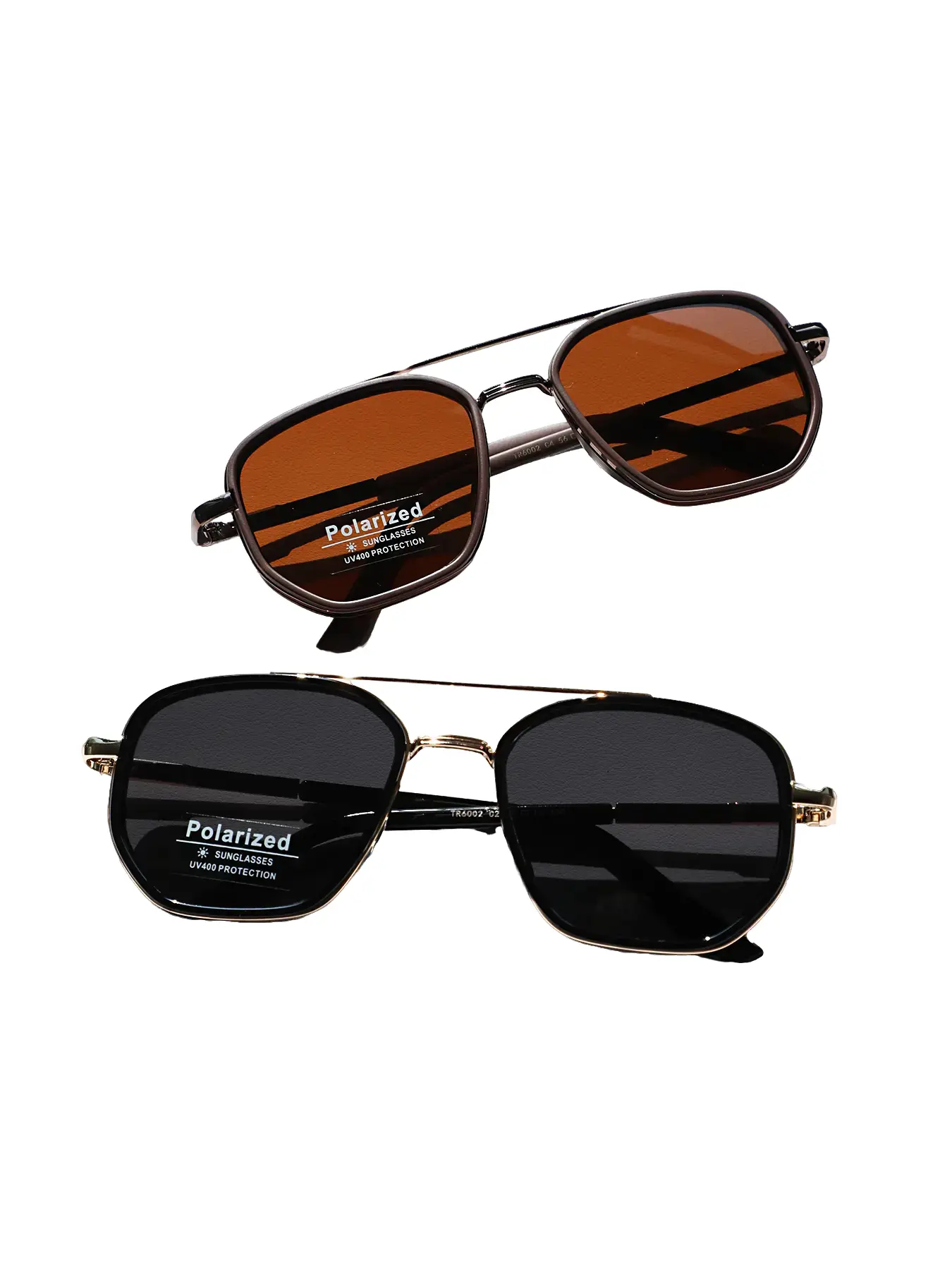 Unisex Vintage Aviator Polarized Sunglasses Men, Trendy Casual Double Bridge Frames Sunglasses for Travel Use, Fashion Accessories for Outdoor Activit