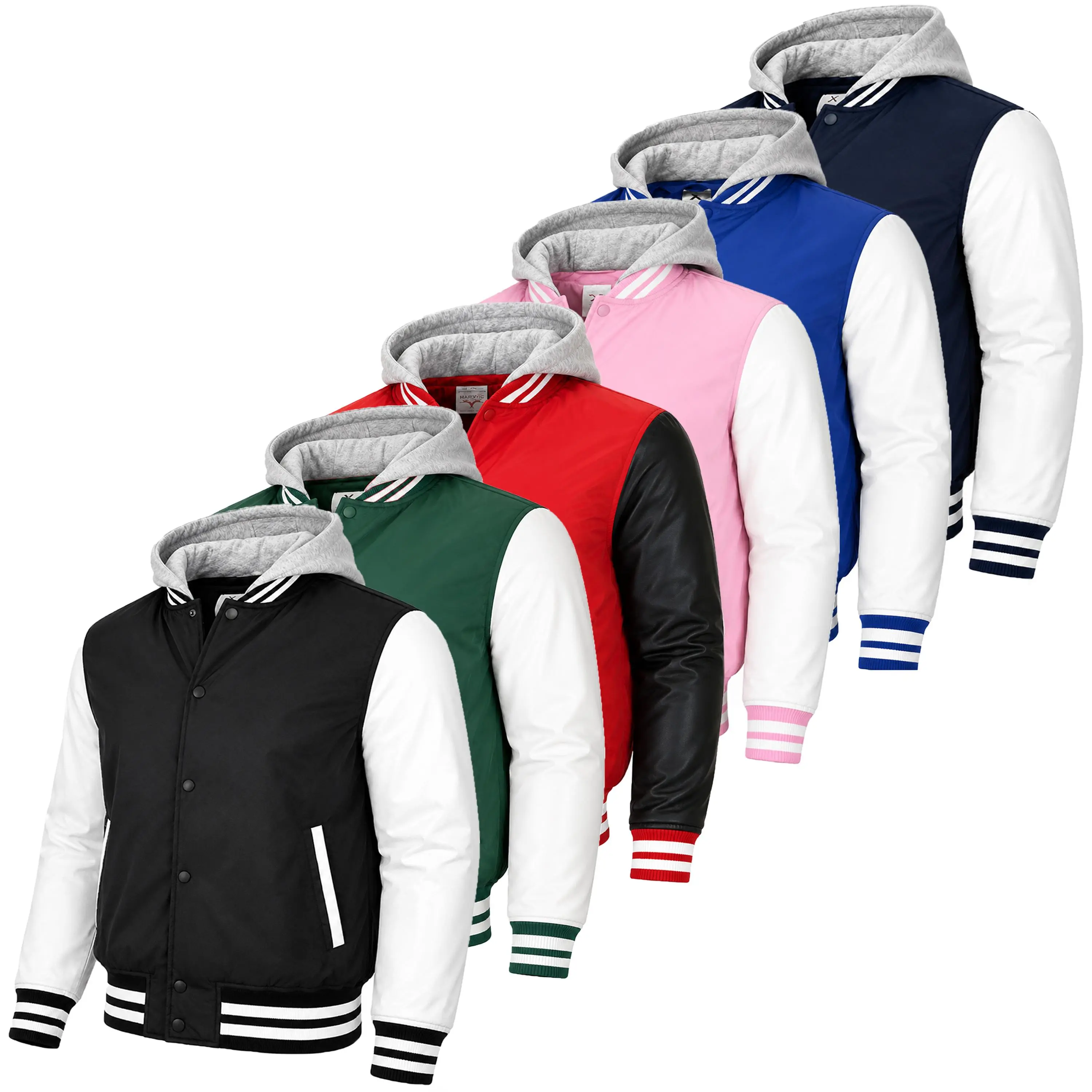 Men's Hooded Varsity Jacket With Detachable Hood