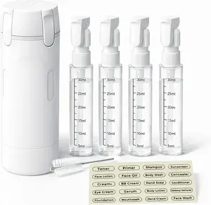 4-in-1 Travel Dispenser Bottles | Leak-Proof Silicone Squeeze Containers with Lock | Refillable Toiletry Organizer | Compact Lightweight for Business Trips & Vacations