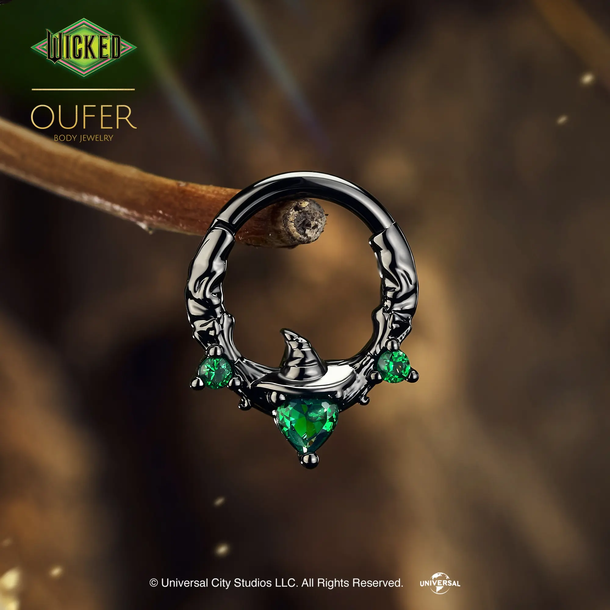 WICKEDXOUFER Witch Hat 16G 8MM Hinged Segment Septum Ring WICKEDXOUFER Witch Hat 16G 8MM Hinged Segment Septum Ring