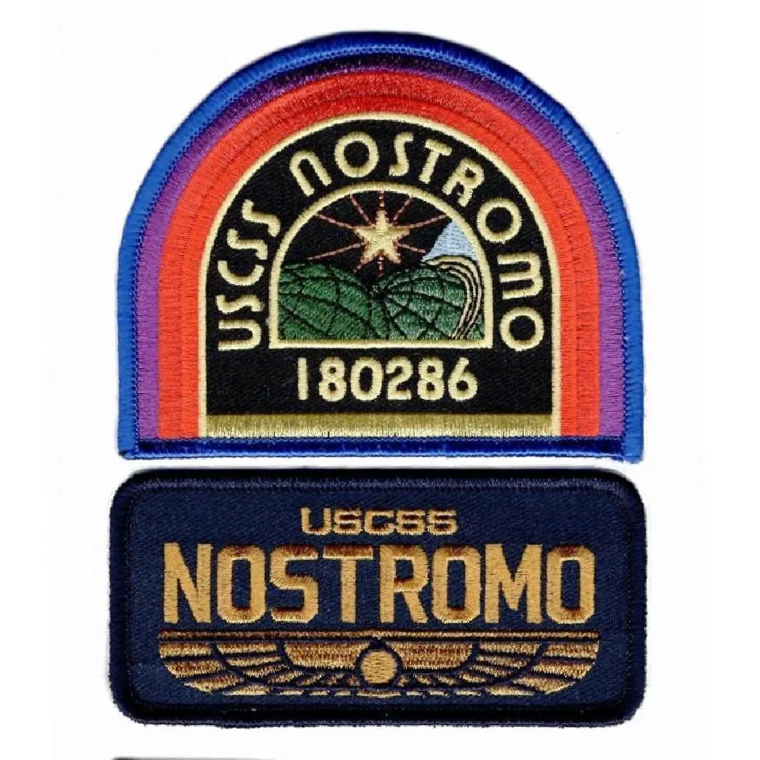 ALIEN U.S.C.S.S. Nostromo Dark Nvy Weyland Yutani patch (Bundle 2pc-Hook Backing)