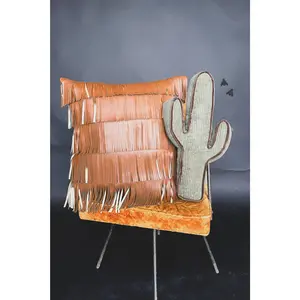 FRINGE FLAIR PILLOW COVER- SADDLE