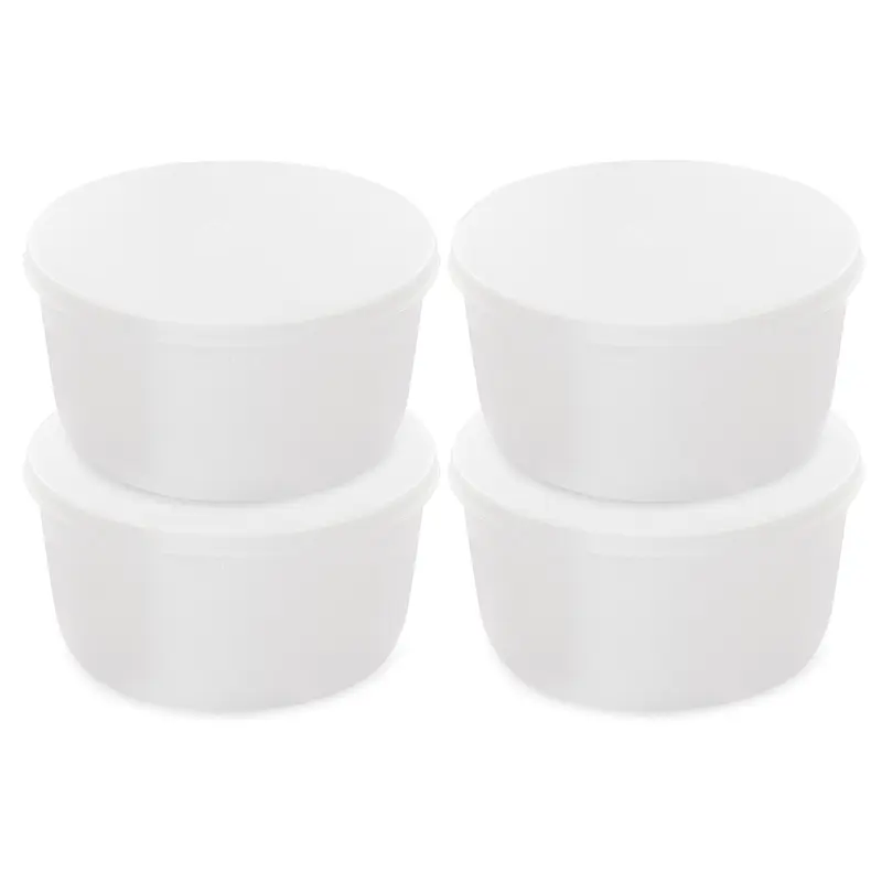 Crownful Food-Grade Silicone Round Cups with Lid - 2pcs/4pcs LQ-M21006A1 Shaved Ice Machine Replacement Part, 4 Ice Cups for Healthy Frozen Treats, Fresh Fruit Slush, Slushy Syrup Mix
