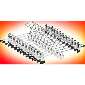 Stackable Metal Clothes Hangers with Adjustable Clips, Heavy Duty Cascading Hangers for Jeans and Slacks, Space Saving Add-on Hangers, Durable and Reusable Closet Organizers, Non-Slip Garment Hangers for Pants and Skirts