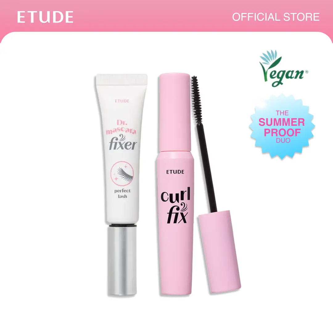 [ETUDE Official] Curl Fix Mascara & Dr. Mascara Fixer Set | Kpop Idol Lash Set | Clear Mascara | 24H Smudge Proof Lashes | Volumizing & Lengthening | Waterproof mascara | Hell mascara | DealsForYouDays