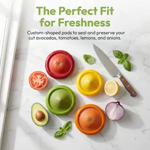 Fresh Stretch Silicone Food Savers - Reusable Produce Keepers for Onion, Lemon, Avocado, and Tomato