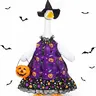 Halloween Porch Goose Outfit for 23-in Goose Statue - Witch Clothes with Lolita Dress, Hat, Pumpkin Basket, Gothic Prints, Spiders - Purple & Black Theme Halloween Decor for Outdoor Patio Yard Lawn Art
