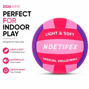 Soft Volleyball-Ultra Soft Fabric Light Volleyball for Indoor Practice Safe and Quiet Kids Youth Beginners House Yard Training Practice Games (Red Pink Purple, Deflated)
