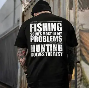 Fishing Solves Most Of My Problems Hunting Solves The Rest Printed Men's T-shirt/ Hoodie / Sweatshirt, Menswear, Streetwear,  Funny Sweatshirt for Him, Husband