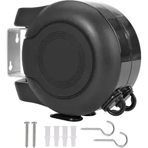 Retractable Clothesline 2x49  Outdoor Indoor, Dual Heavy Duty Clotheslines for Laundry Drying, Wall-Mounted Portable Easy Installation Washing Lines Rope (Black-98FT)