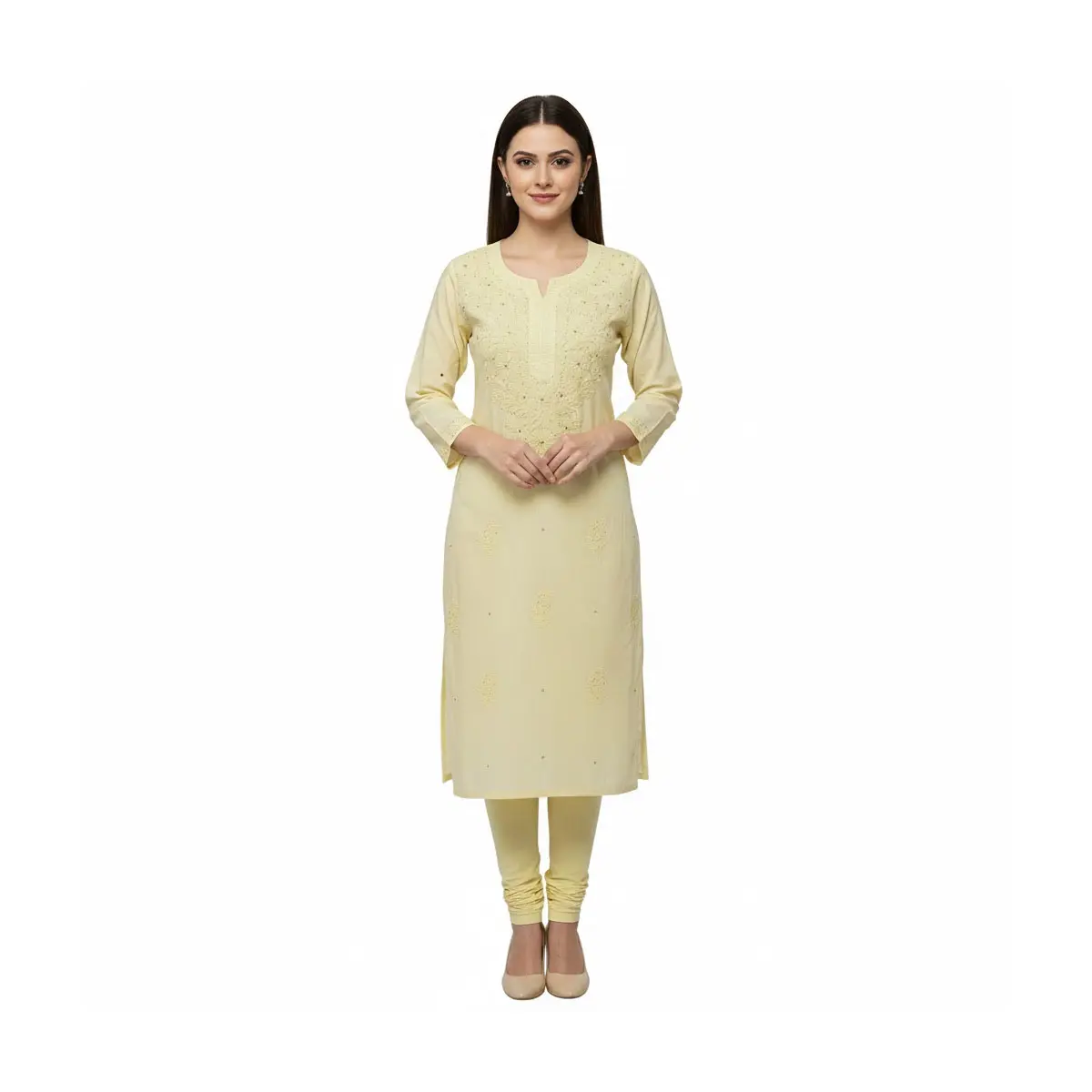 Perfect Lemon Yellow Lucknowi Chikankari Kurti Top Size 38 for Summer .