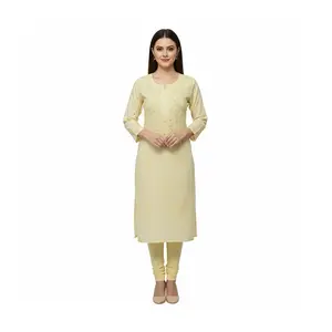 Perfect Lemon Yellow Lucknowi Chikankari Kurti Top Size 38 for Summer .