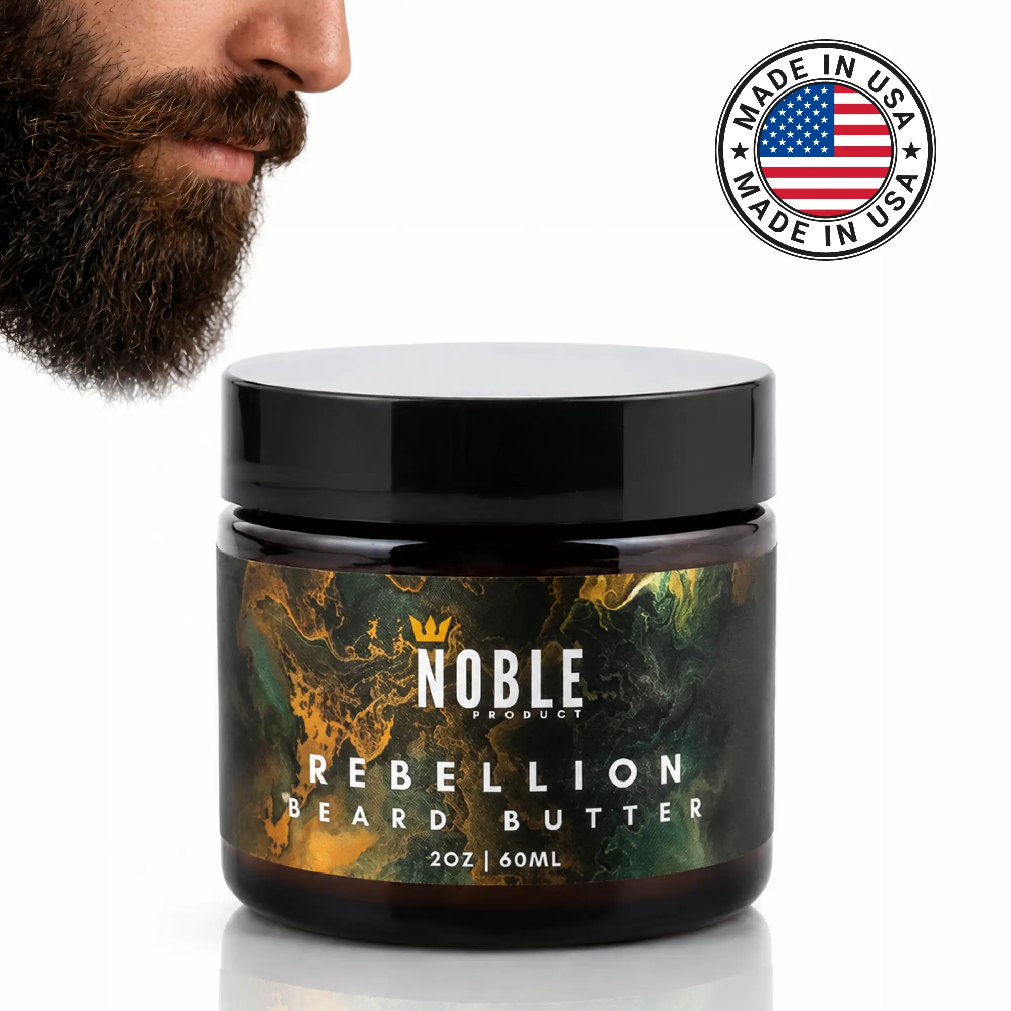 Rebellion Beard Butter | Bold Patchouli, Amber Smoke & Cedar Scent – For Rugged Conditioning – 2 oz