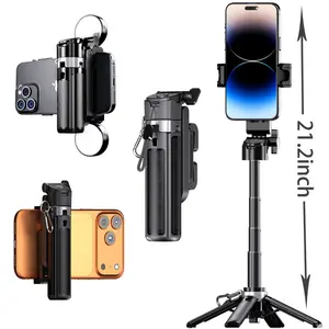 2026 Upgraded New 4-in-1 Multifunctional Selfie Stick extend to 21.2 inches, 360 Rotating Angle, Mini Size, Foldable Storage,Camera Grip, Vlog Live Photography Tool,Rechargable Remote control, Phone Holder Tripod Valentine's Day