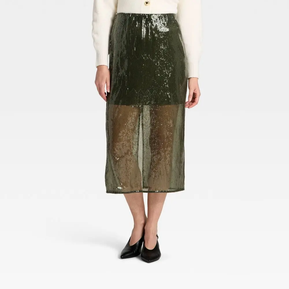 Women's Sequin Midi Pantskirt - A New Day, Casual Fashion Style, Polyester Fabric