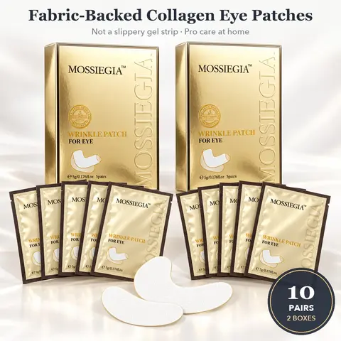 Hydrating Collagen Under Eye Masks with Peptides – Fabric-Backed Hydrogel Eye Patches for Dry, Tired-Looking Eyes, Smoother & Firmer Look, Professional At-Home Eye Care (10 Pairs, 2 Boxes) - MossieLift by MOSSIEGIA