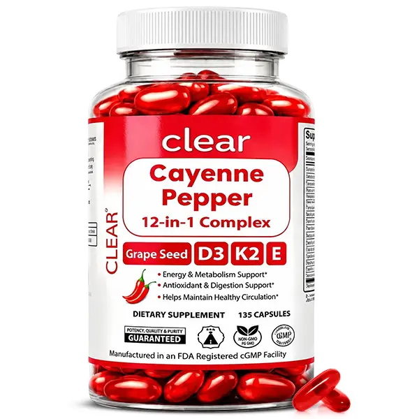 Cayenne Pepper Softgels | 12-in-1 Heart Health & Circulation Support Supplement with Capsaicin, Beet Root, Hawthorn Berry, Turmeric, Berberine & Ginseng | Metabolism & Antioxidant Support | 135 Softgels