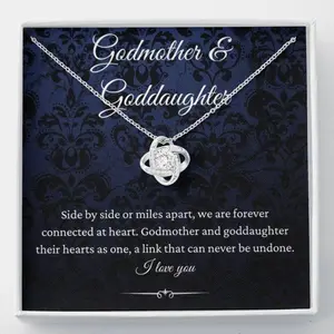 Godmother Necklace, Godmother & Goddaughter Necklace, Gift For Godmother From Goddaughter, Love Knot Necklaces