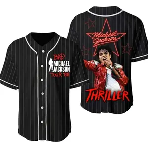 Michael Jackson Baseball Jersey Shirt – Moonwalk Legend Apparel, 80s Retro Outfit, Concert Tour Merch - Adult & Youth Size