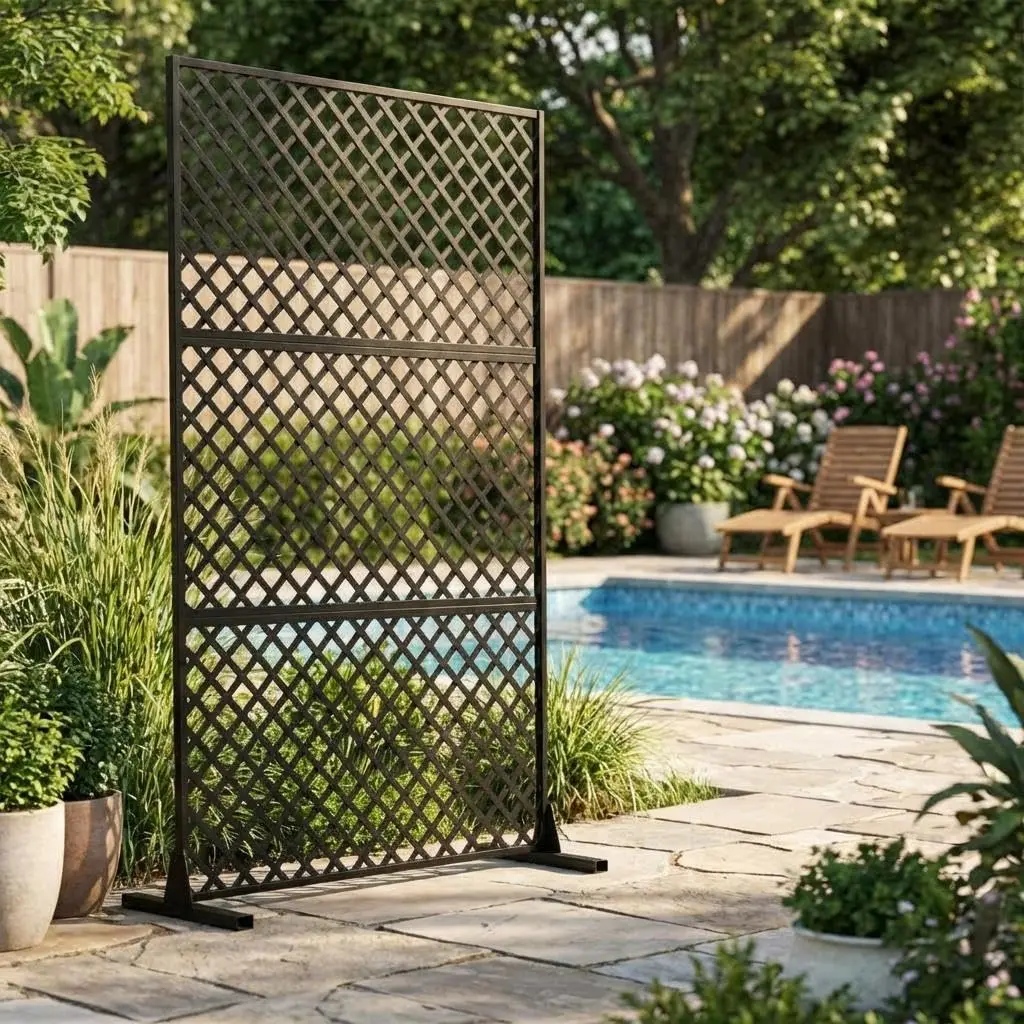 Garvee Freestanding Metal Privacy Screen 36"×72" and Black Metal Privacy Screen 72"×47" - Durable 3-Panel Outdoor Louvered Privacy Fence for Patio, Balcony, Yard, and Indoor Use, Galvanized Steel Construction