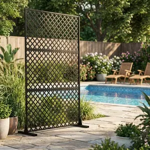 Garvee Freestanding Metal Privacy Screens and Dividers, 6 ft Tall Galvanized Steel Panels, Louvered Design for Outdoor Use on Patio, Balcony, Yard, or Indoor Room Partition, Multiple