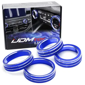 iJDMTOY 4pcs Sports Blue Anodized Aluminum AC Climate Control & Audio Volume Switch Turner Ring Covers For Ford 2020-up Escape