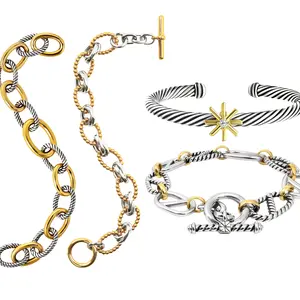 RYQEN Bracelet Set for Women Minimalist Luxury Wrist Stack 4-Piece T-Buckle Chain Bracelets & Bangles Stackable 2025 Casual Trendy Jewelry Christmas Gift