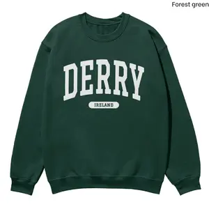 Derry Sweatshirt Ireland Collegiate Crewneck Sweater Unisex Pullover Hoodie Tops Long Sleeve Round Neck Casual Menswear