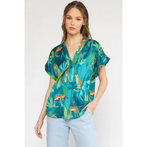 Topical Cheetah Top Satin Shirts