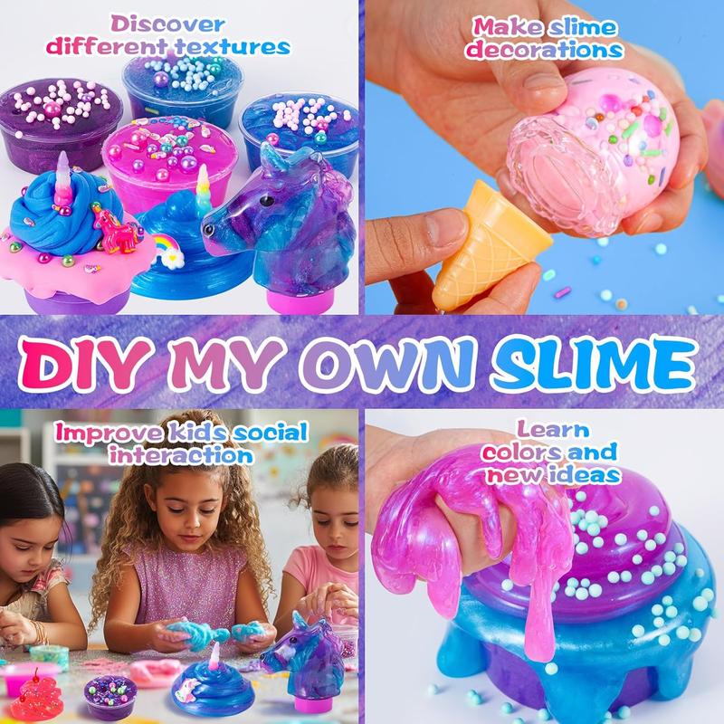 Mini Unicorn Slime Kit for Girls - Glimmer Crunchy, Butter, and Galaxy Slime for Kids 6-12 - Party Favors for Children