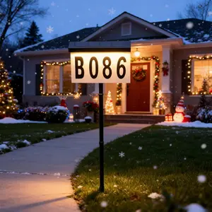 Light Up House Number for House,Solar Address Sign for Yard,Warm& Cool Solar Address light for Yard. Solar Address Number for Outside,Mailbox,House(Wall Mounted+In Ground)