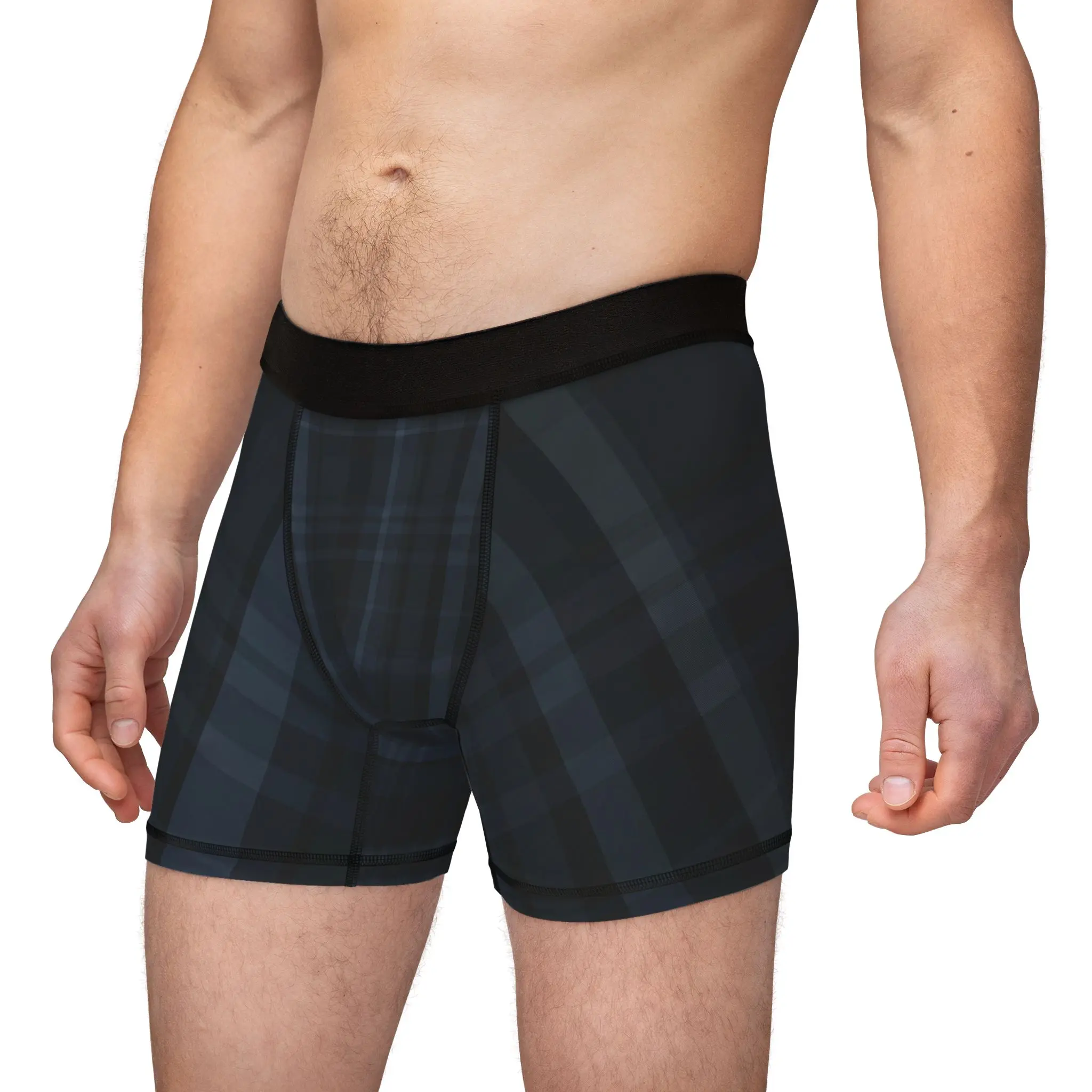 Dark Blue Tartan Plaid Boxers | All-Over Print