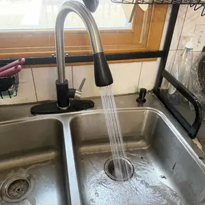 NGNP Stainless steel pull-out kitchen  faucet with soap dispenser, available for 1/3 holes in the , single handle, suitable for , RVs, laundry rooms, bars, brushed nickel paragon sink stainless steel kitchen level