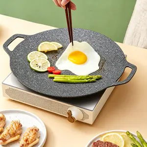 Grill Pan Non Stick Pan Barbecue Plate BBQ Portable Grill,Multiple Scenes&Sizes,Camping Korea Griddle Grill Pan Outdoor Camping BBQ Stove Roasting Grill Plate Kitchenware