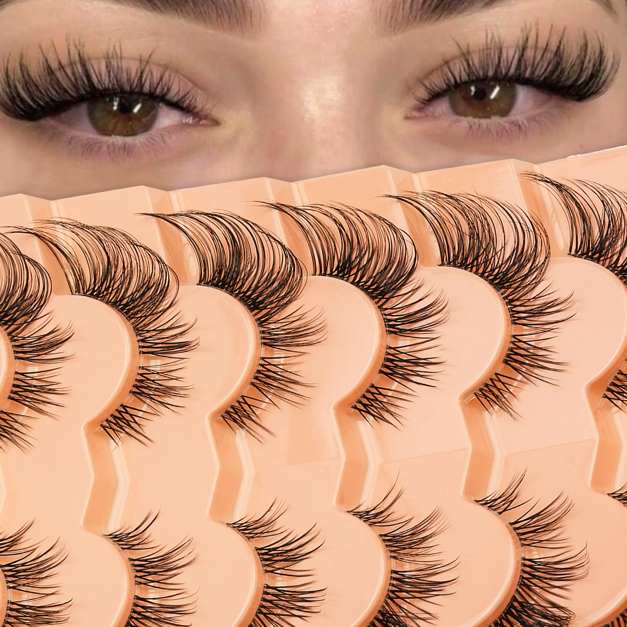 7 Pairs Cat Eye Cartoon Strip Lashes, Makeup, Natural Voluminous Look, Easy to Wear and Remove, Perfect for Daily Use, Dating Night, Party