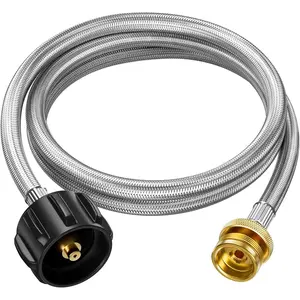 Propane Hose Adapter, 5 FT Braided Hose for Coleman Stoves, Charbroil Portable Grill, Blackstone 17" 22" Tabletop Griddles, Weber Q Grills, Buddy Heater - Converts 1 lb to 20 lb Tanks