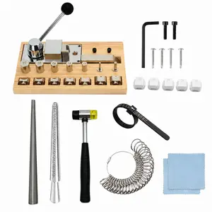 Manual Ring Bending Tool Kit with Ring Mandrels, Ring Size Gauge, Jewelry Mallet and Polishing Cloths for DIY Ring Making and Repair