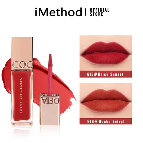 iMethod Velvet Lip Glaze Cosmetic - Vegan Soft Matte Liquid Lipstick with Soft Matte Finish Feels Polished, Intense Color, Smudge-Proof, Waterproof, Comfortable, Moisturizing Shea Butter, Dimethicone/Vinyl Dimethicone Crosspolymer Unisex Lip Lacquer