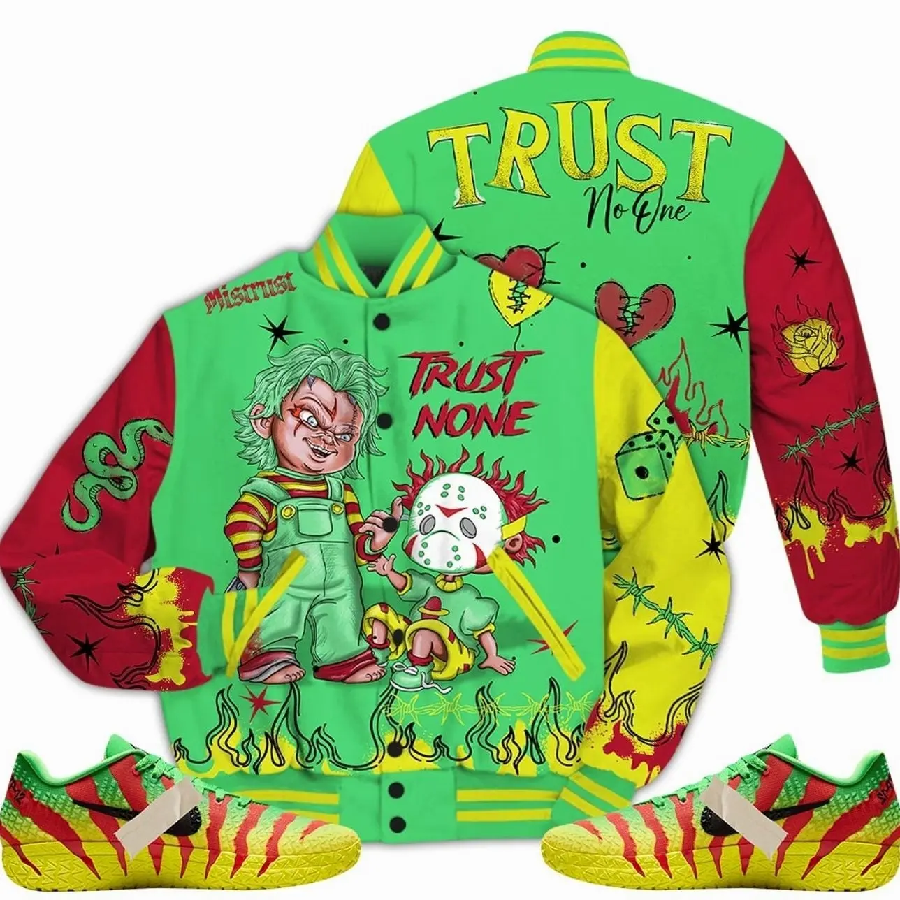 Ja 3 Jurassic Park Explorer Outfit Varsity Jacket, Scary Trust No One Unisex T-Shirts To Match Sneakers Streetwear