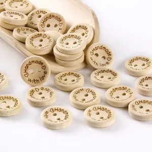Wooden Button Dual Hole Carved Buttons, Handmade Doll Buttons, Knit Sweater Buttons, Bag Buttons, Craft Supplies