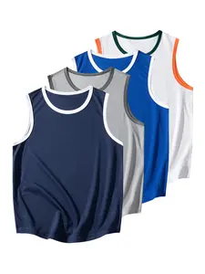 Men’s mesh ringer tank top, quick-drying breathable athletic sleeveless shirt, retro gym top for workouts and everyday wear