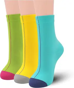 SERISIMPLE Women's Rayon Bamboo Thin Crew Socks Vivid Color Dress Casual Super Soft Wide Fun Stretchy 3 Pairs
