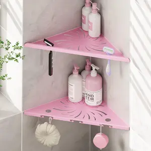 Corner Shower Shelf for for Inside Shower, 10" 304 Stainless Shower Organizer, Slot Corner Shelves, Girly Accessory Set Pink