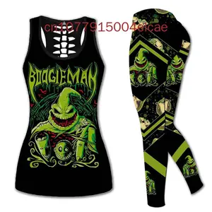 Jack Skellington Cutout Tank & Leggings Yoga Set - Women s Fitness Outfit