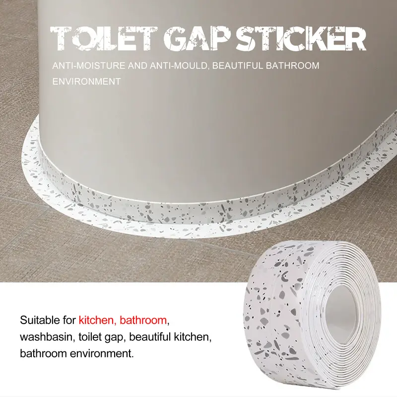 3-Count Adhesive Tape Strips, High-Quality Peel-and-Stick Caulk Tape for Bathroom Tiles/Bath-Kitchen Gaps, Waterproof Seal, Easy Installation, Durability, Varied Designs
