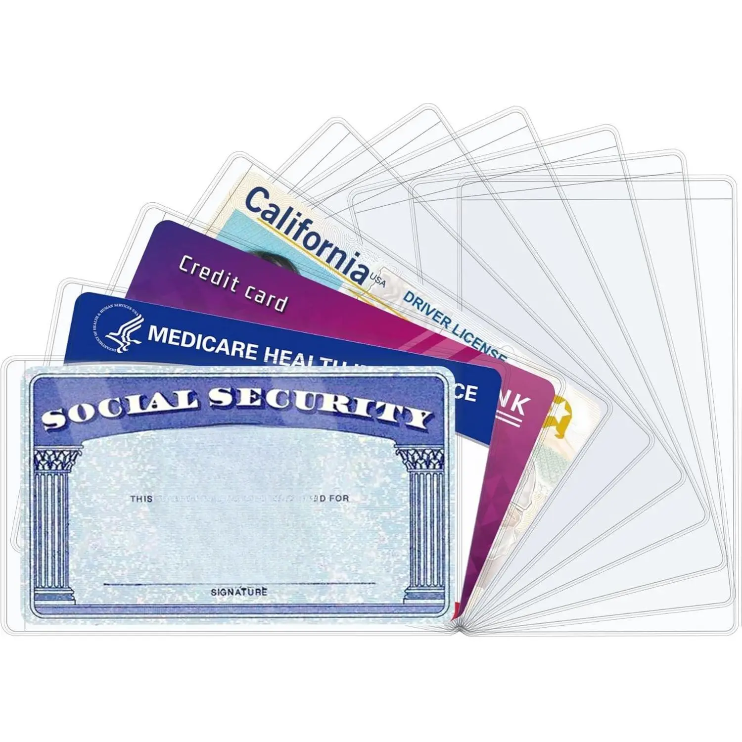 10 PCS Social Security Card Protector Sleeves,31 Mil Soft Clean Waterproof SSN/New Medicare/Credit Card Holder, Soft ID/Debit/Credit Card Covers