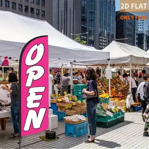 2D FLAT Open Feather Flag,Durable Fabric, pink OPEN series, used for advertising, easy to carry, reusable Polyester material, no electricity required, suitable for various scenarios, Open Banners, Yard sign banner